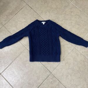 J.Crew Crewcuts Cable Knit Sweater Youth XS 4-5 Blue Fisherman chunky